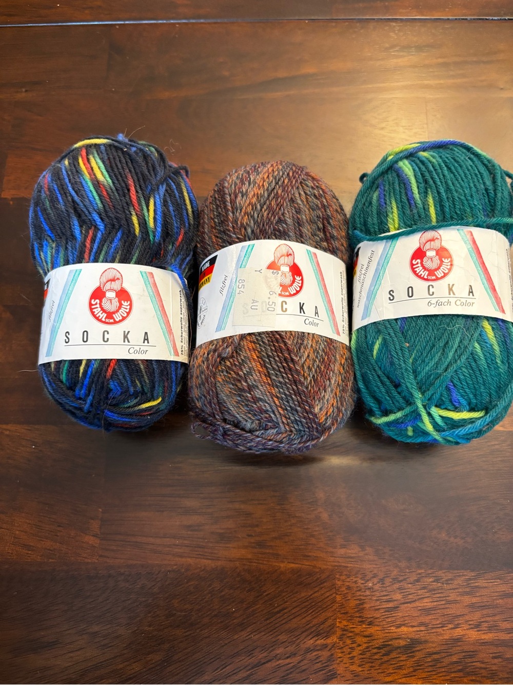 Socka Stahl sche Wolle Color Yarn Lot of 3 Variegated sock yarn